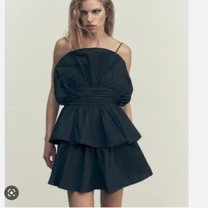 NWT ZARA Ruffled Black Dress size Medium Party Little black dress Classic sexy